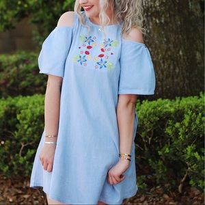 NEW! Cold Shoulder Chambray Dress
